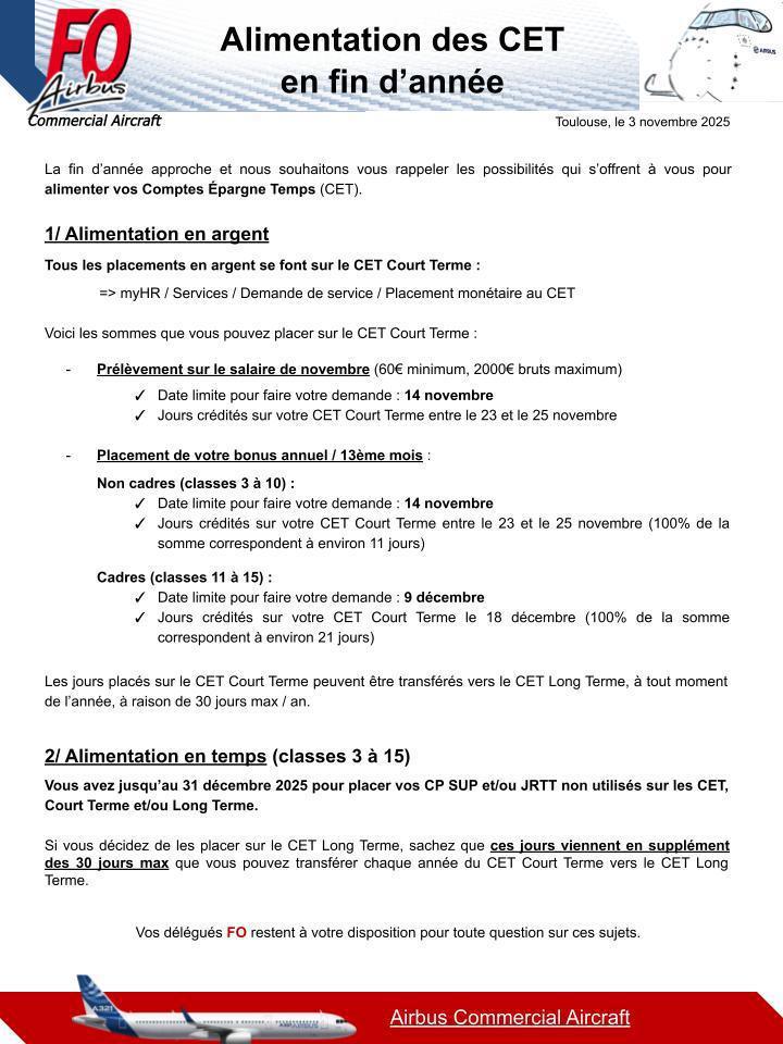 Alimentation des CET en fin d’année
