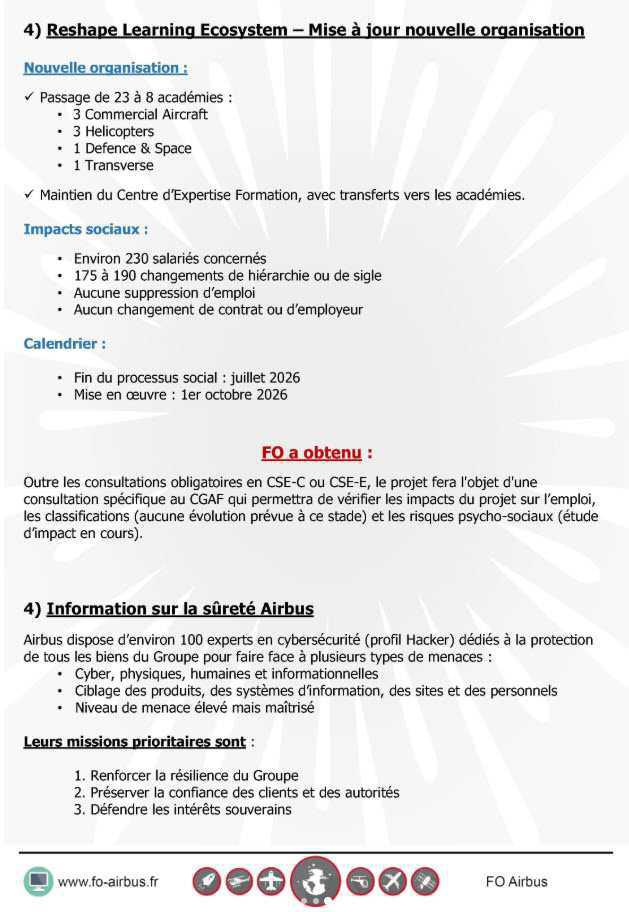 Comité de Groupe Airbus en France (CGAF) du 28/01/2026