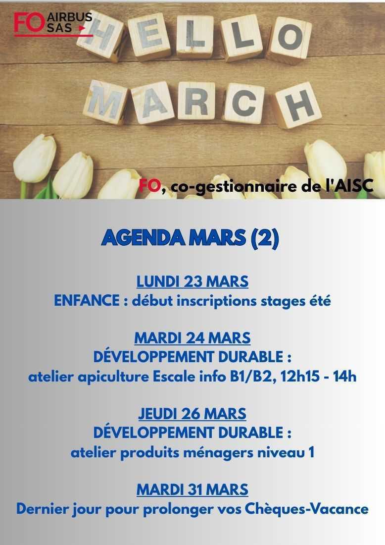 Hebdo « inFO AISC/AISA » – Semaine 10, mars 2026.
