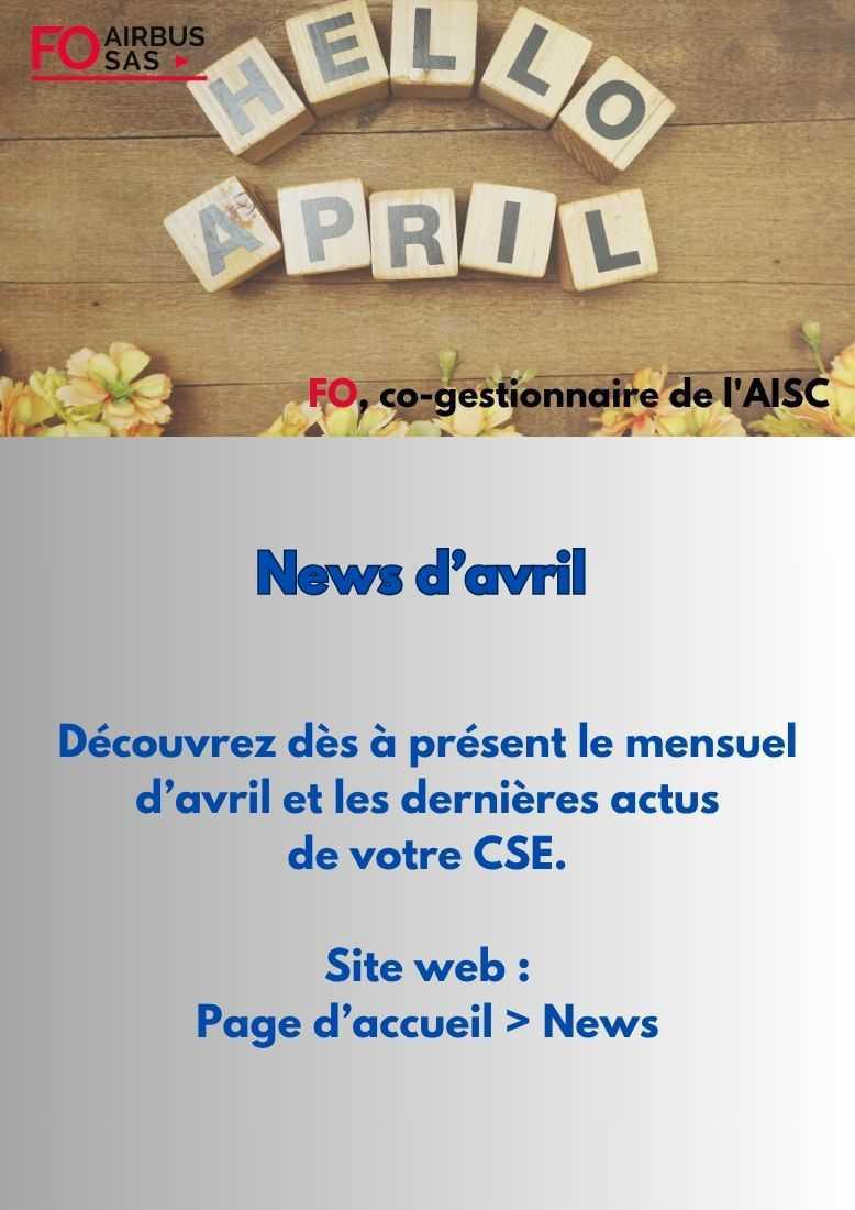 Hebdo « inFO AISC/AISA » – Semaine 14, avril 2026.
