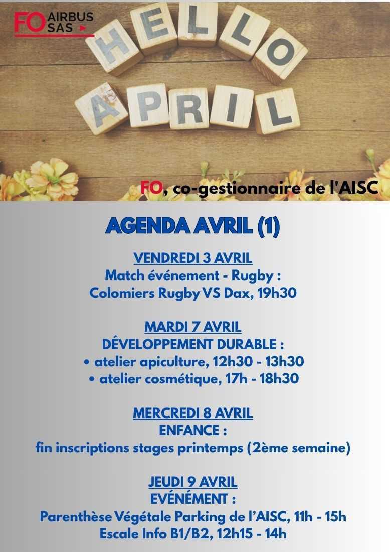 Hebdo « inFO AISC/AISA » – Semaine 14, avril 2026.