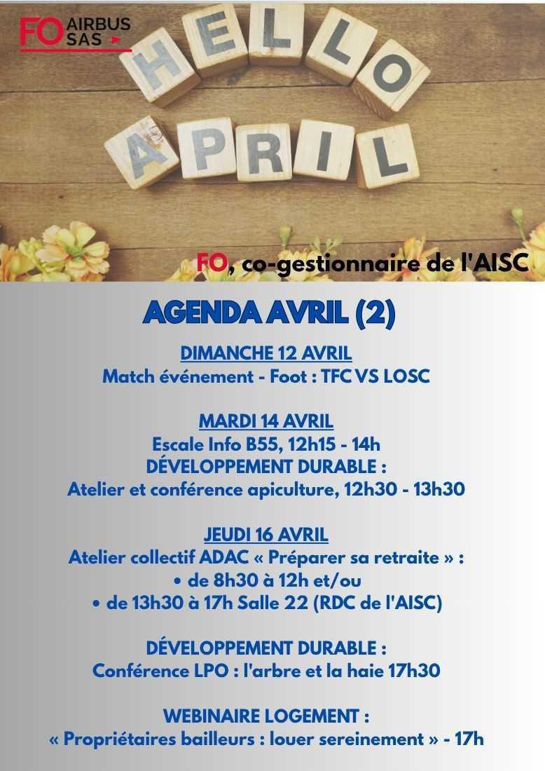 Hebdo « inFO AISC/AISA » – Semaine 14, avril 2026.