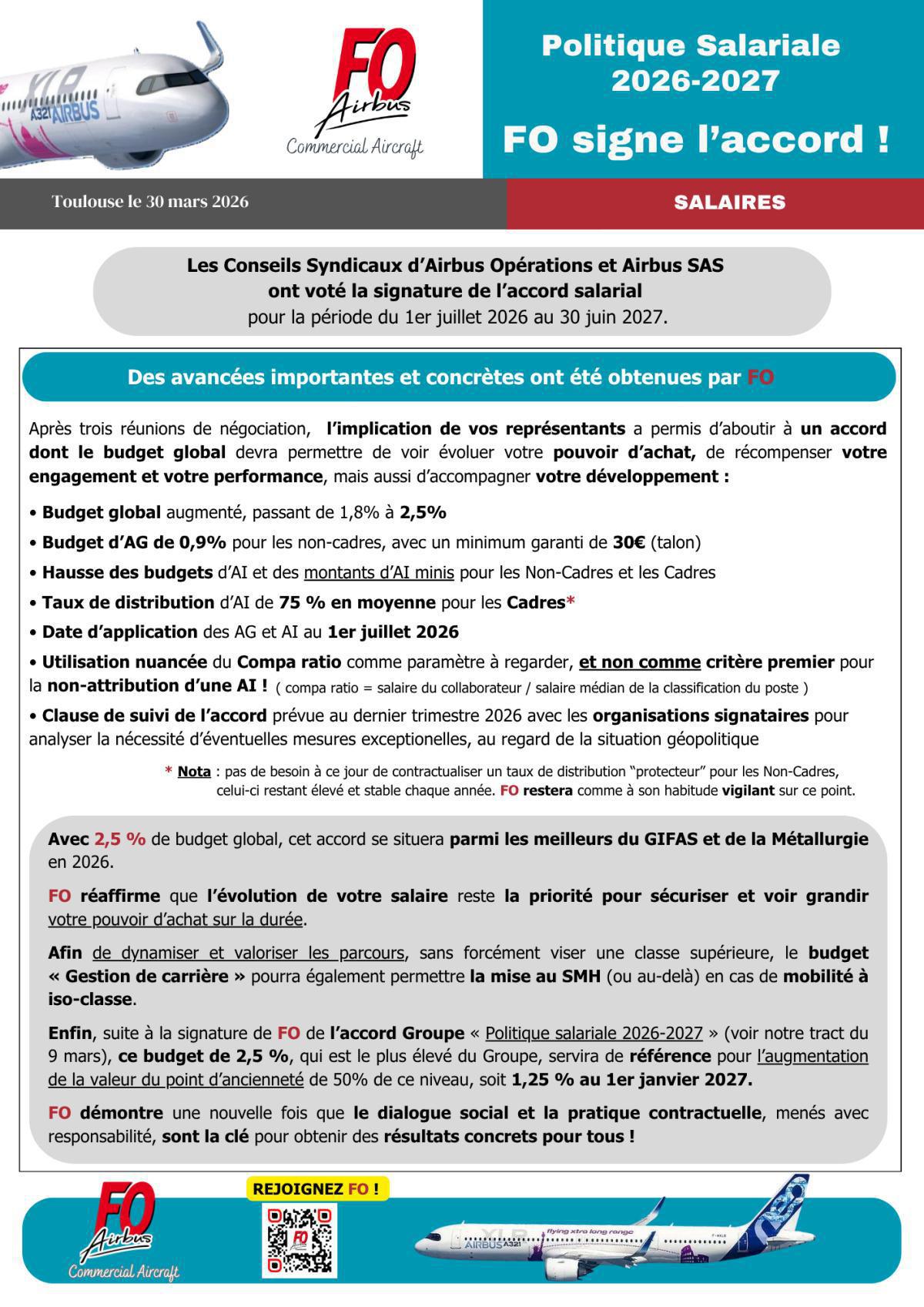 Politique Salariale 2026-2027 : FO signe l’accord !