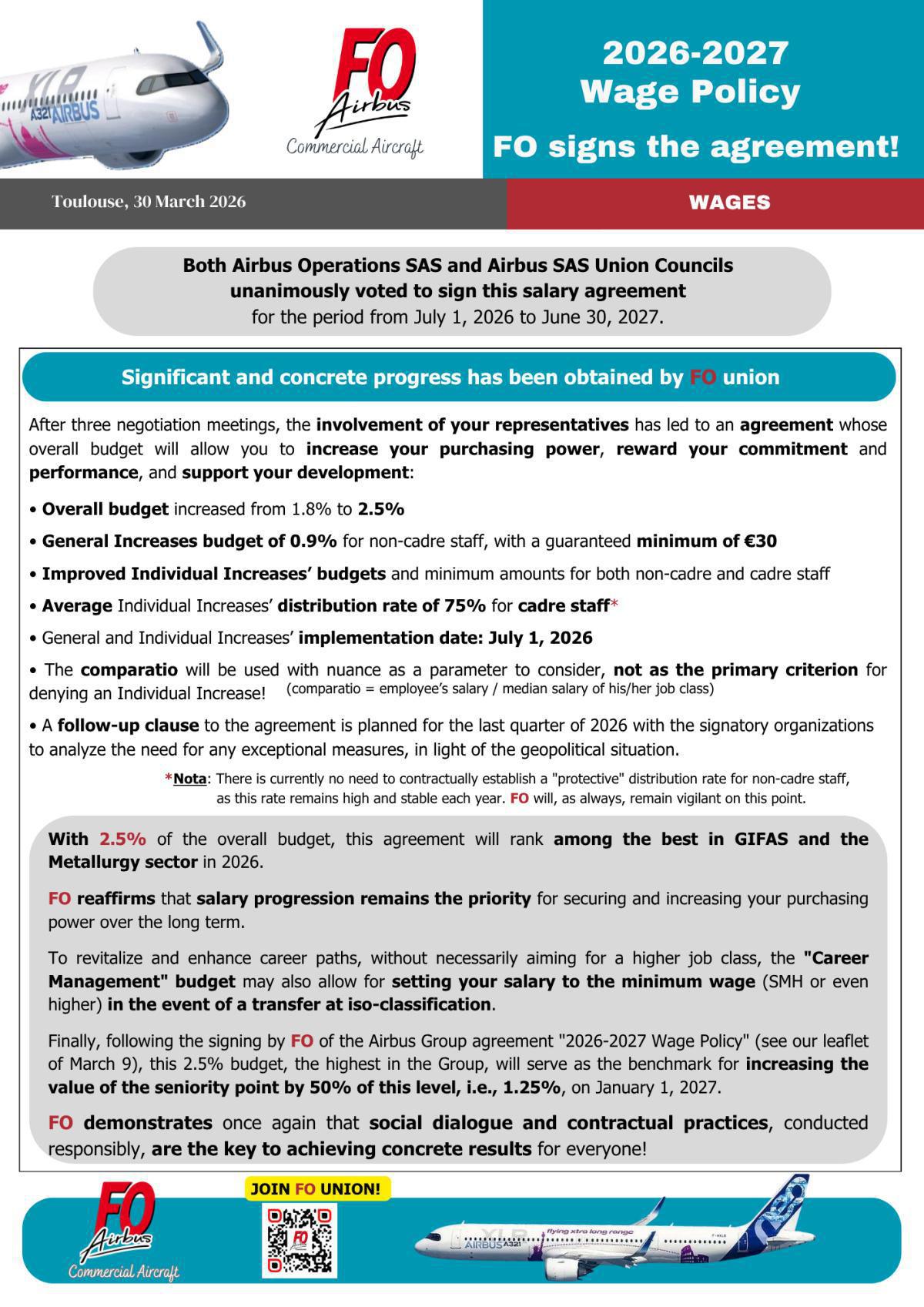 2026-2027 Wage Policy: FO signs the agreement!