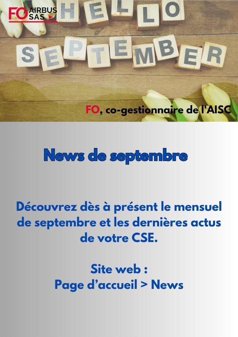 Hebdo « inFO AISC/AISA » – Semaine 36, septembre 2026.
