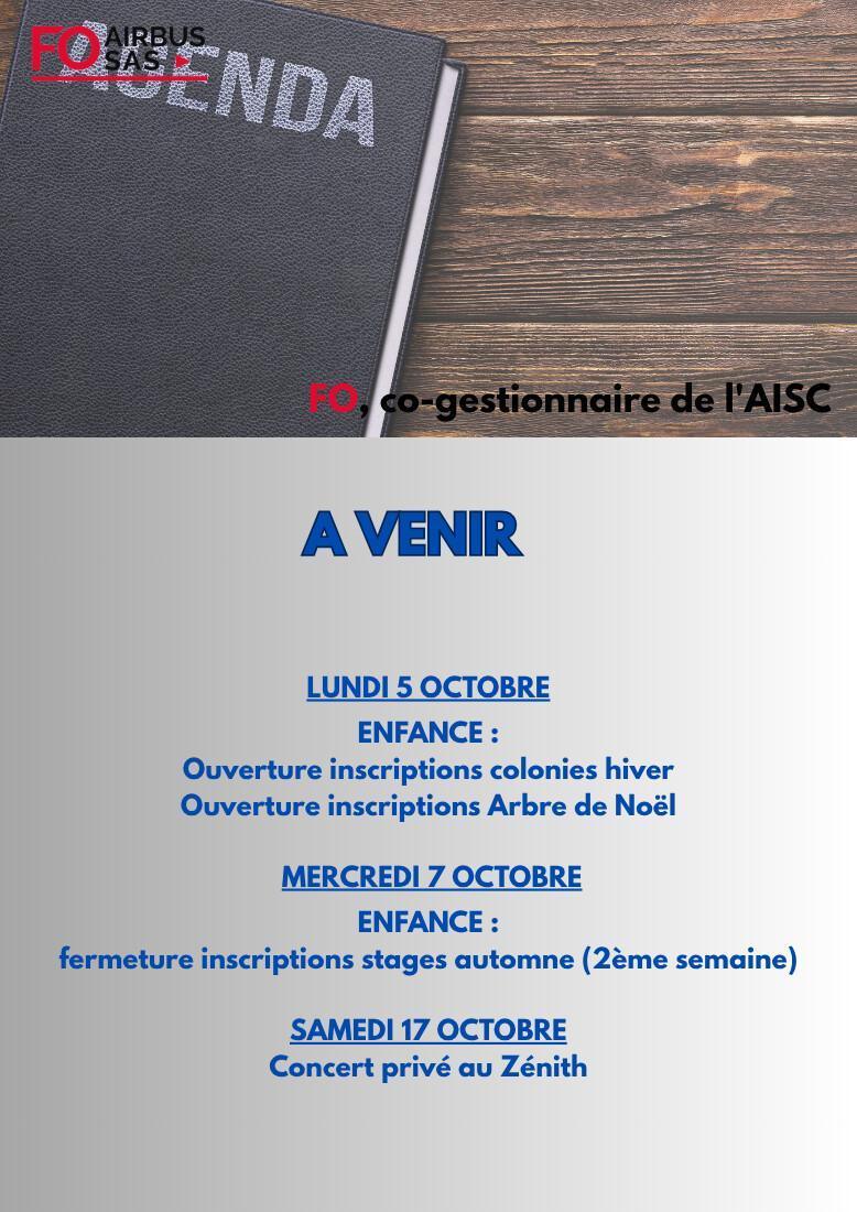Hebdo « inFO AISC/AISA » – Semaine 36, septembre 2026.