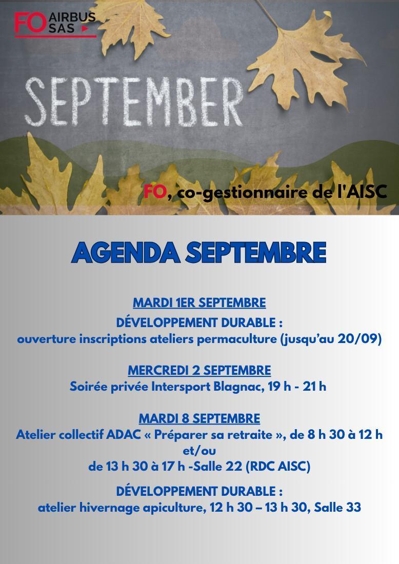 Hebdo « inFO AISC/AISA » – Semaine 36, septembre 2026.