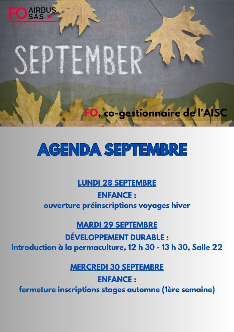 Hebdo « inFO AISC/AISA » – Semaine 36, septembre 2026.