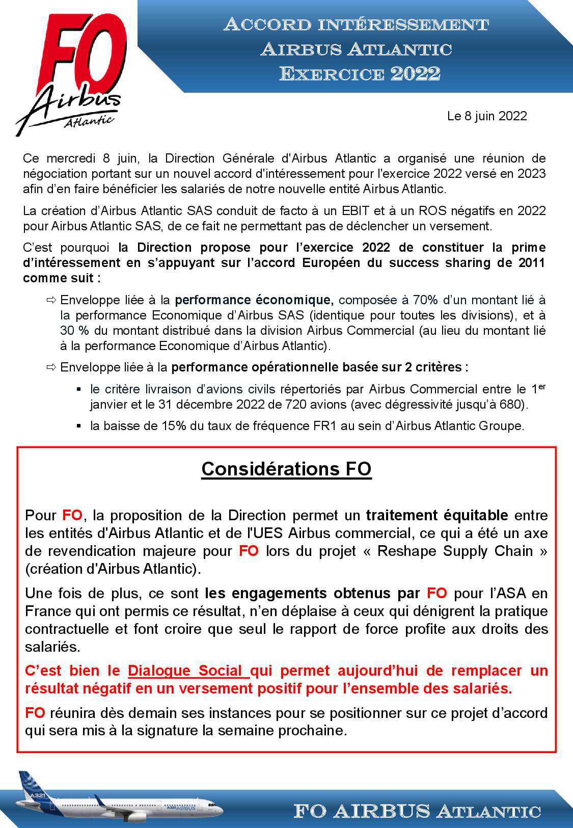 Accord intéressement AIRBUS Atlantic 2022