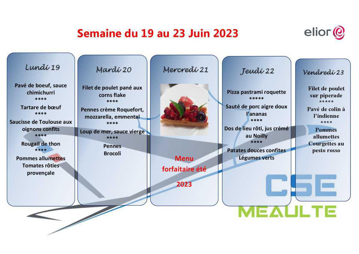 Menu de la semaine (été)