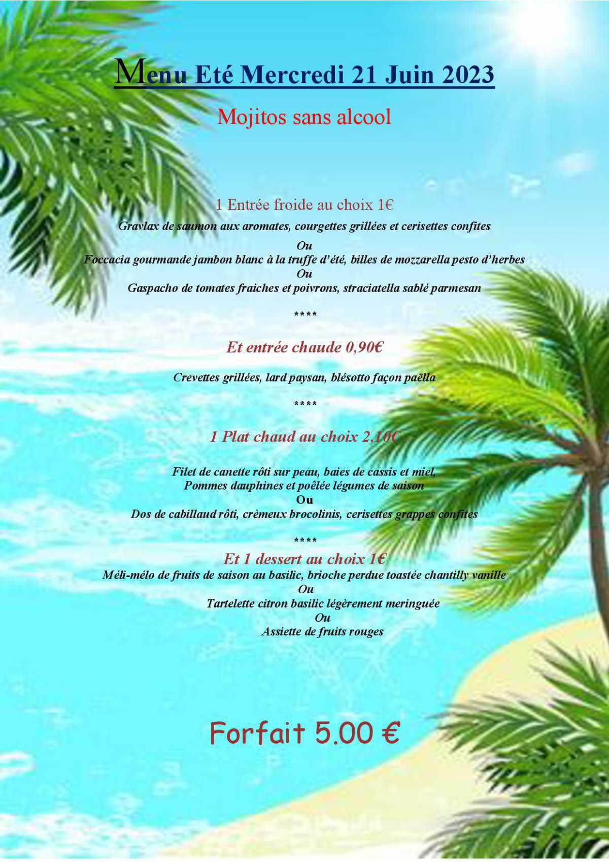 Menu de la semaine (été)
