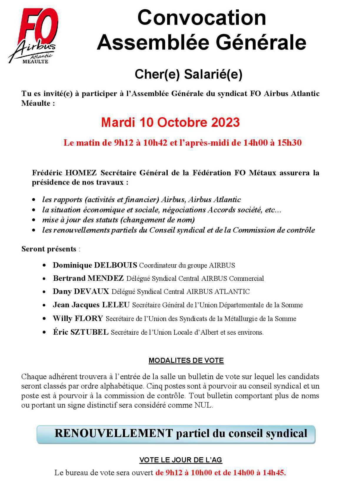  Tous à l' Assemblée Générale FO
