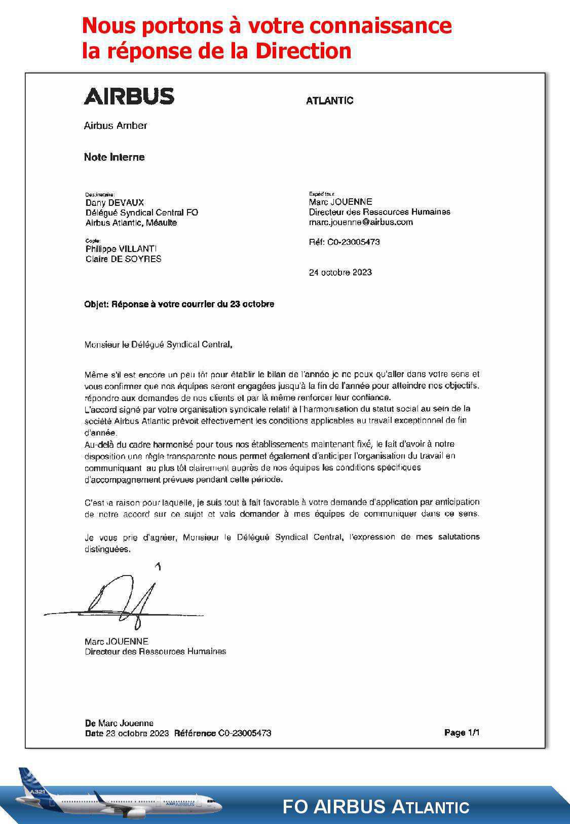 Courrier direction S52