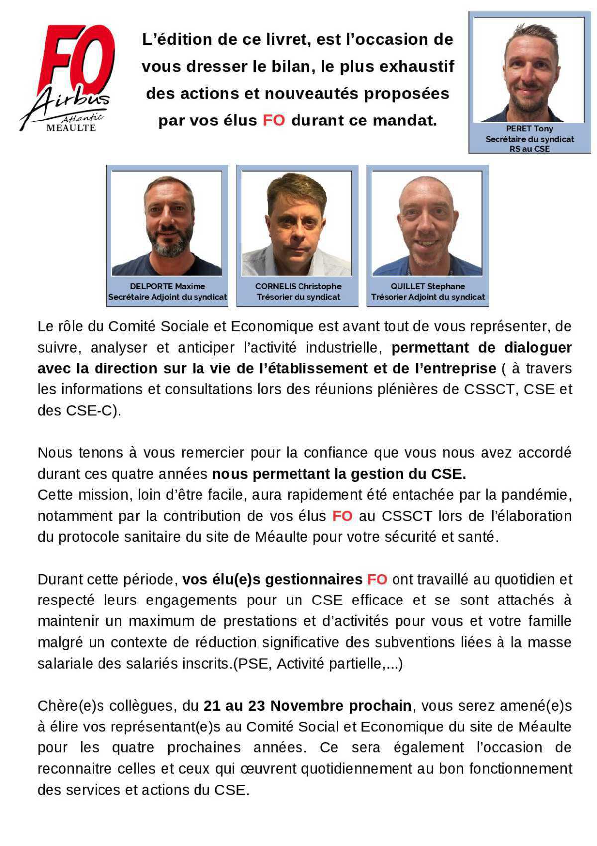 Bilan de la gestion FO de votre CSE