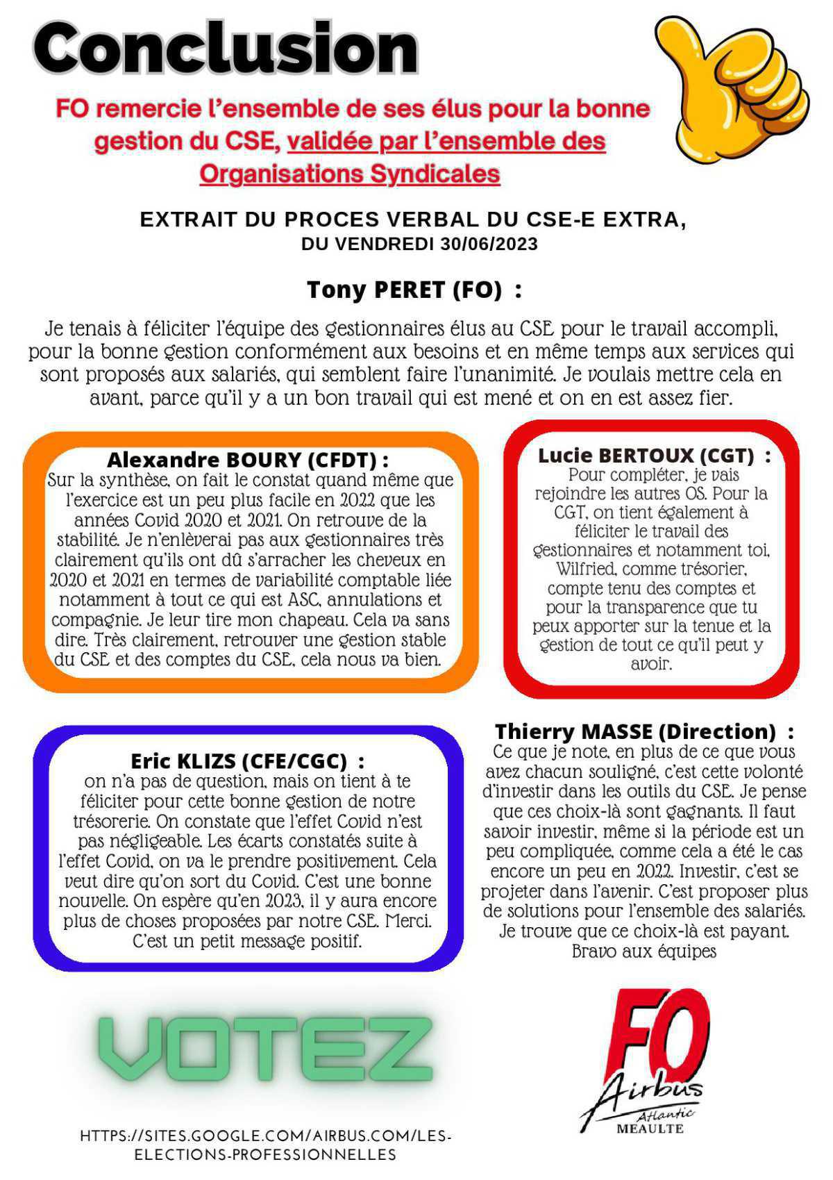 Bilan de la gestion FO de votre CSE