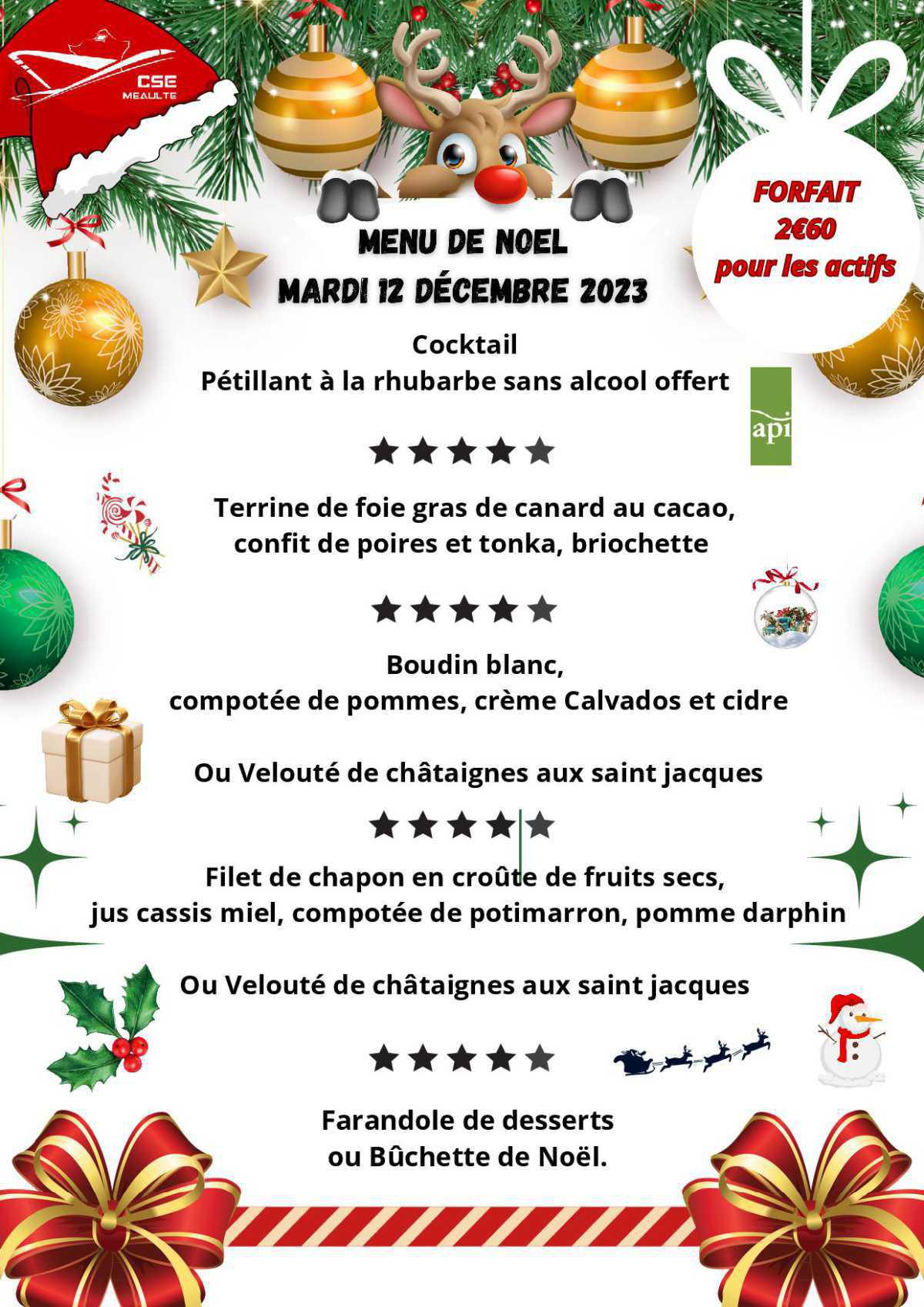 Menu du 11 au 15 Décembre
