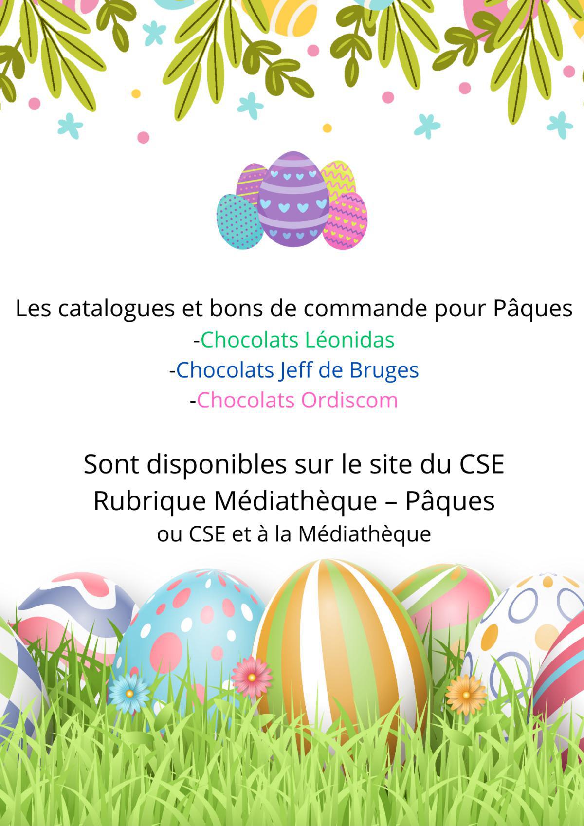 Catalogues commandes de chocolats de Pâques