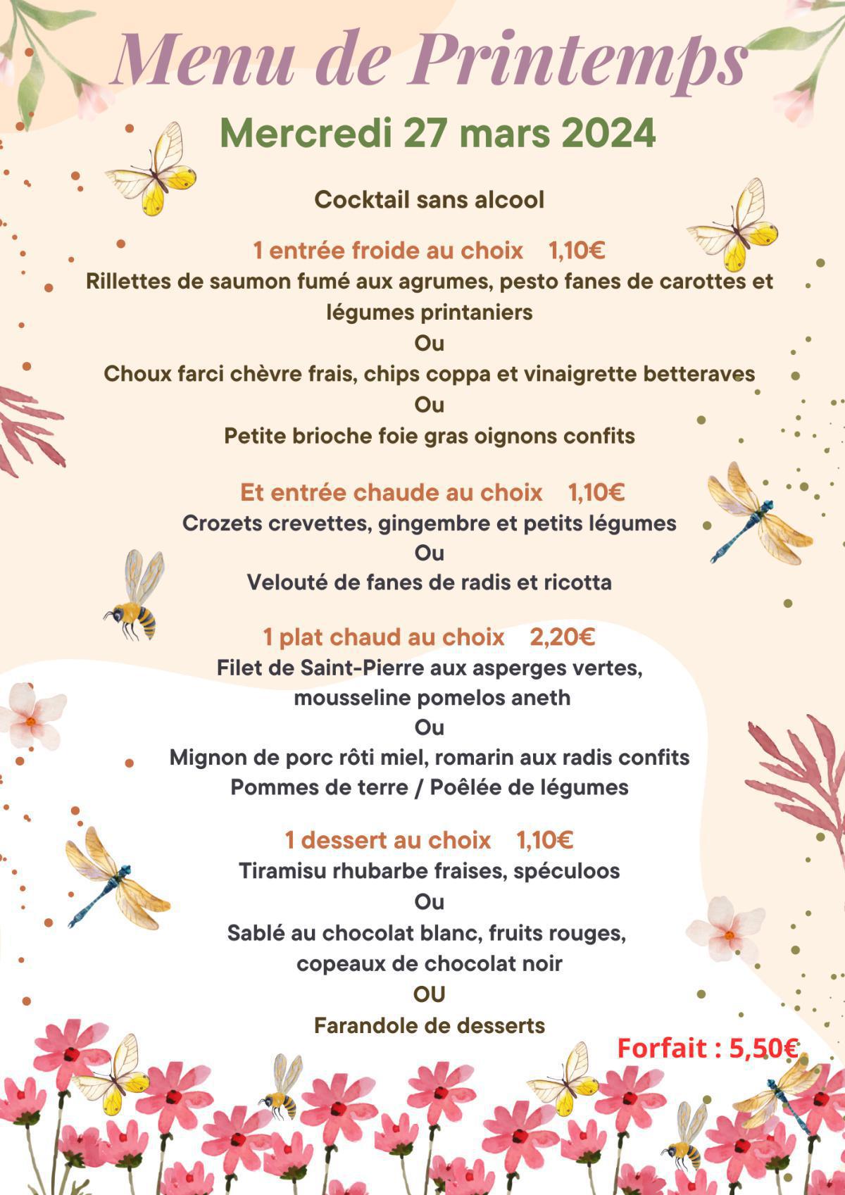 Menu de printemps
