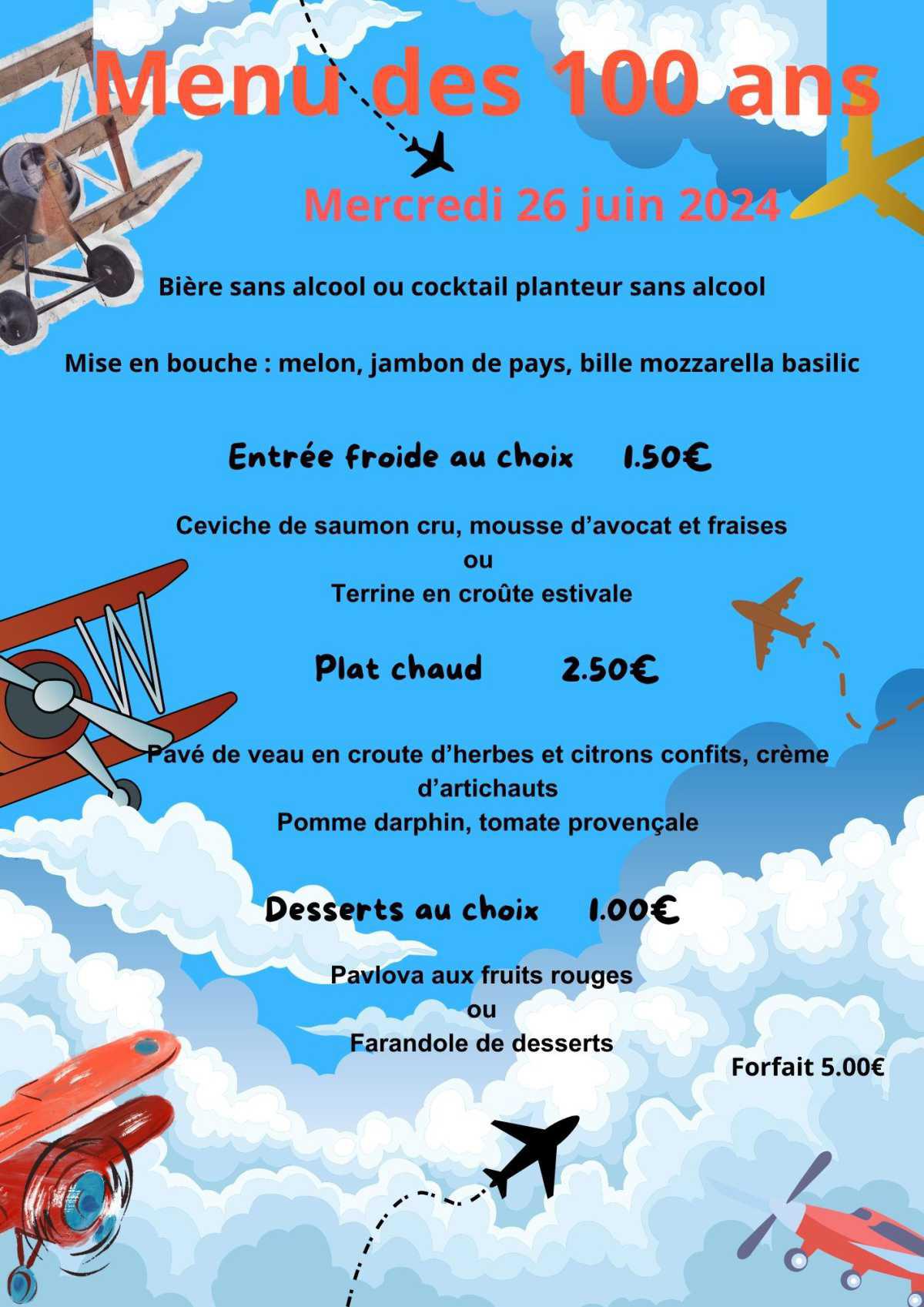 Menu du 24 au 28 Juin