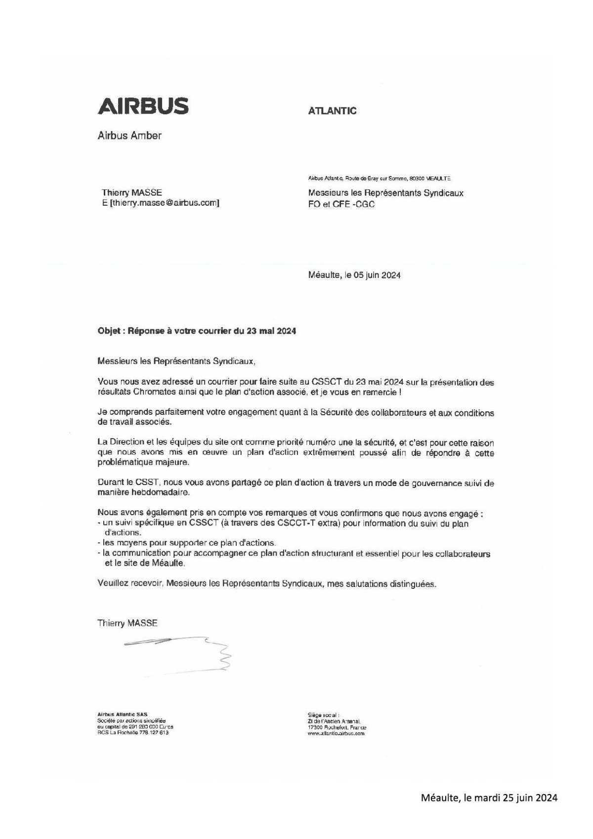 Courrier des RS CSE FO et CFE CGC : chromates