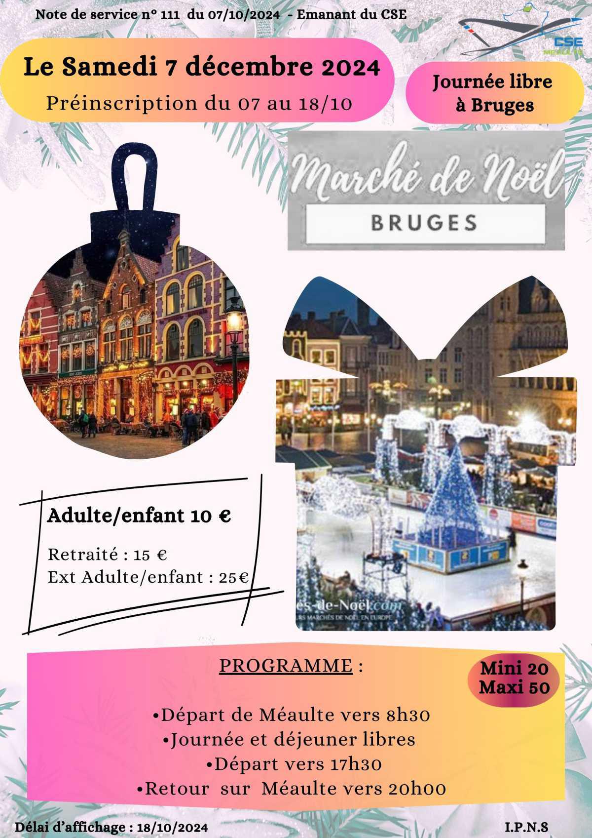 Inscription: Journée libre à Bruges