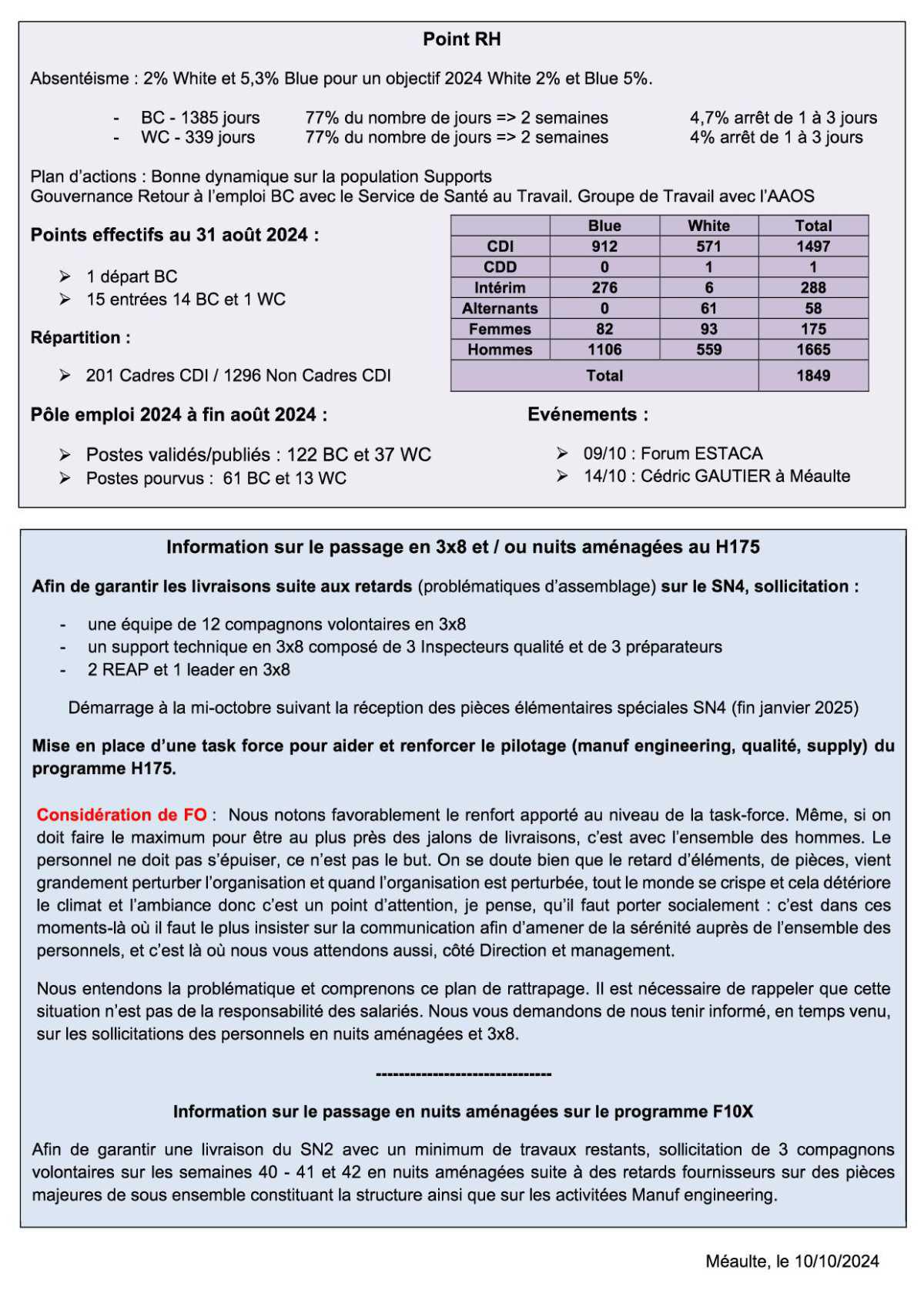 Compte rendu partiel du CSE-E du 26 septembre 2024