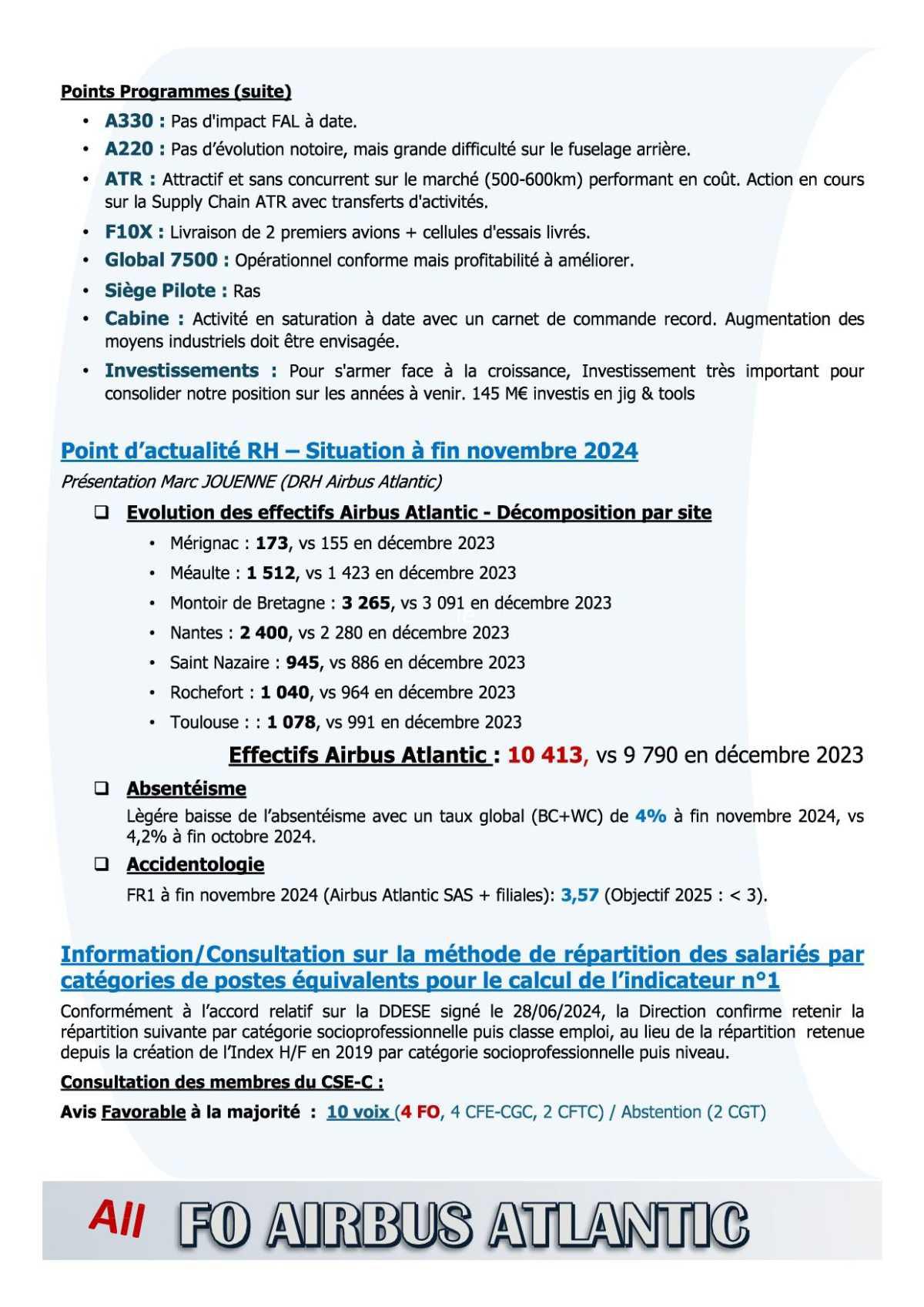 Compte rendu partiel du CSE-C du 19 décembre 2024