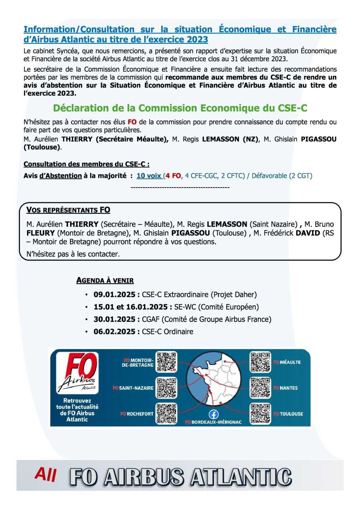 Compte rendu partiel du CSE-C du 19 décembre 2024