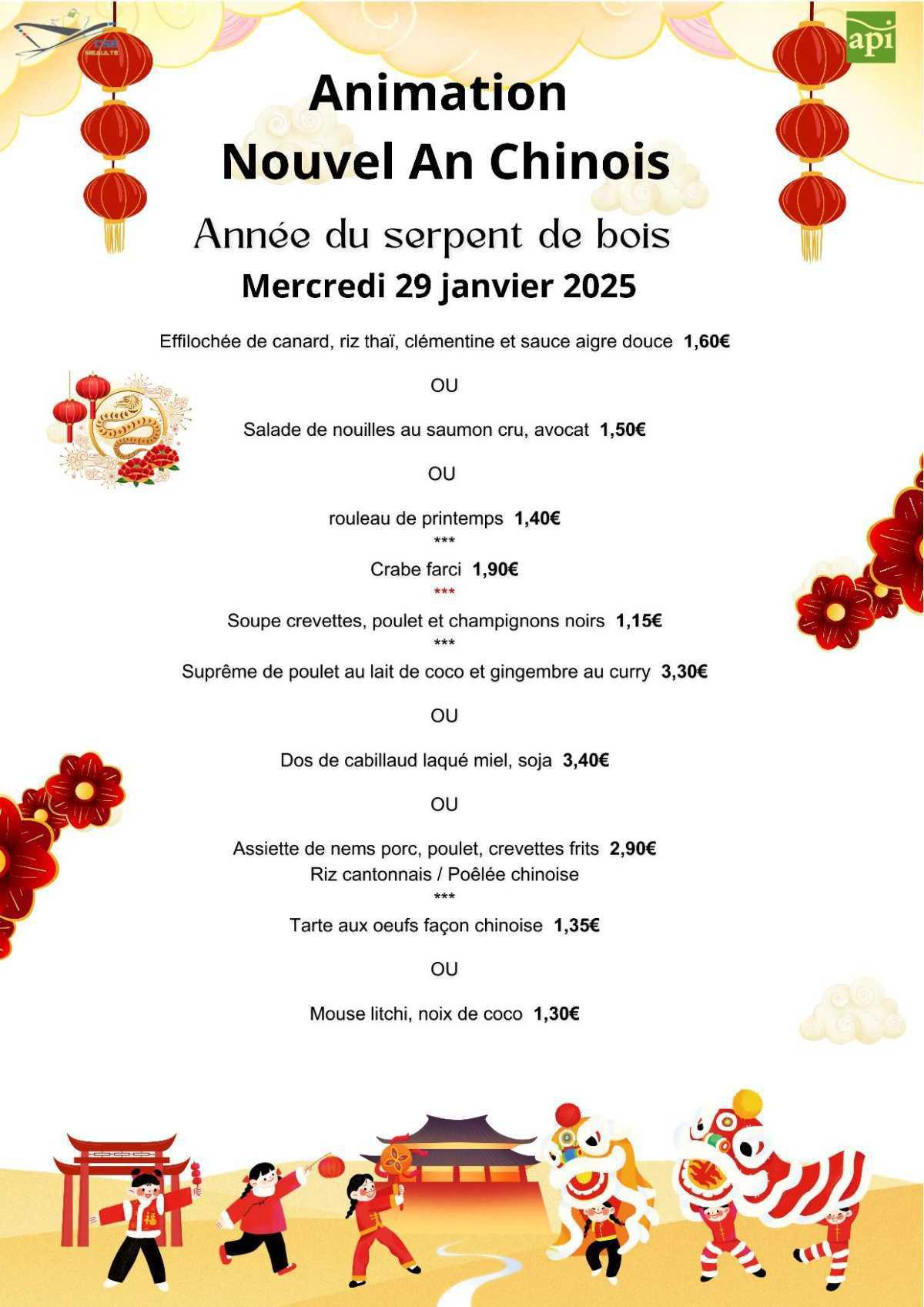 Menu du 27 au 31 Janvier