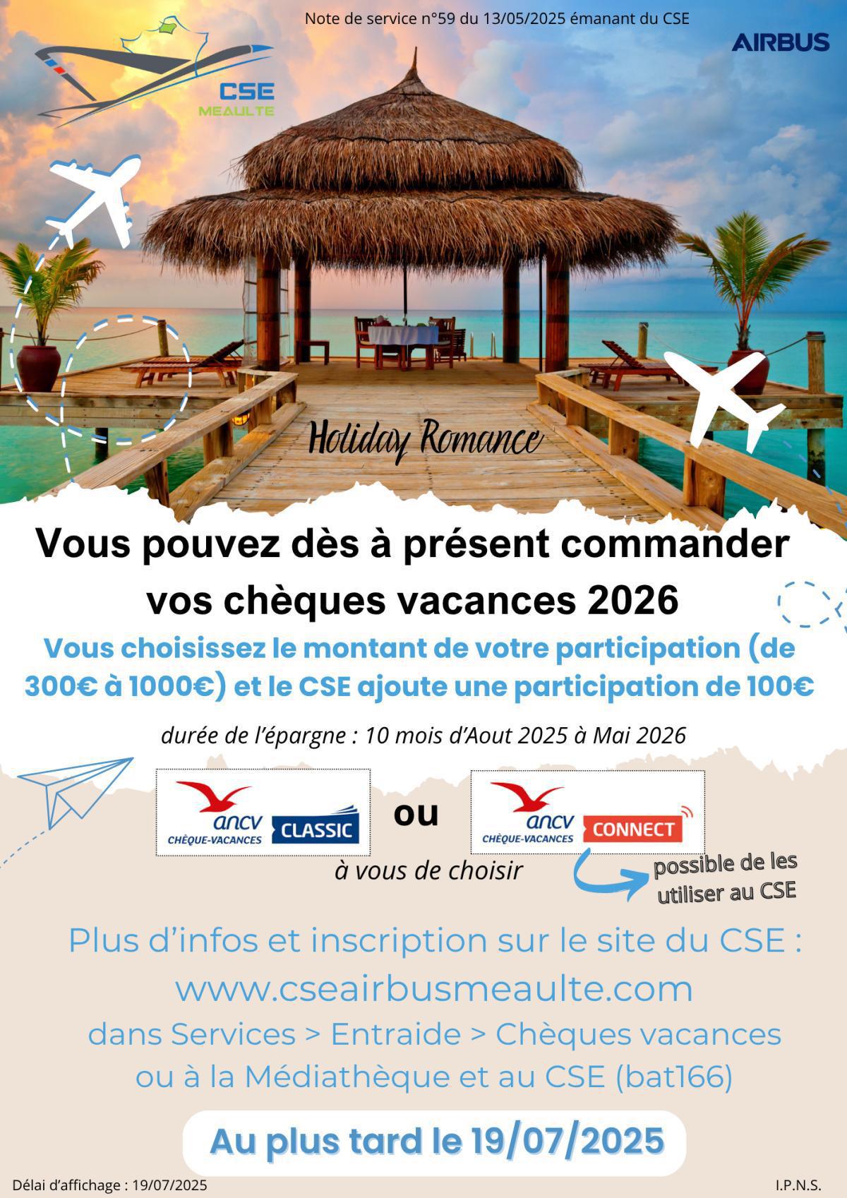Chèques vacances 2026 !