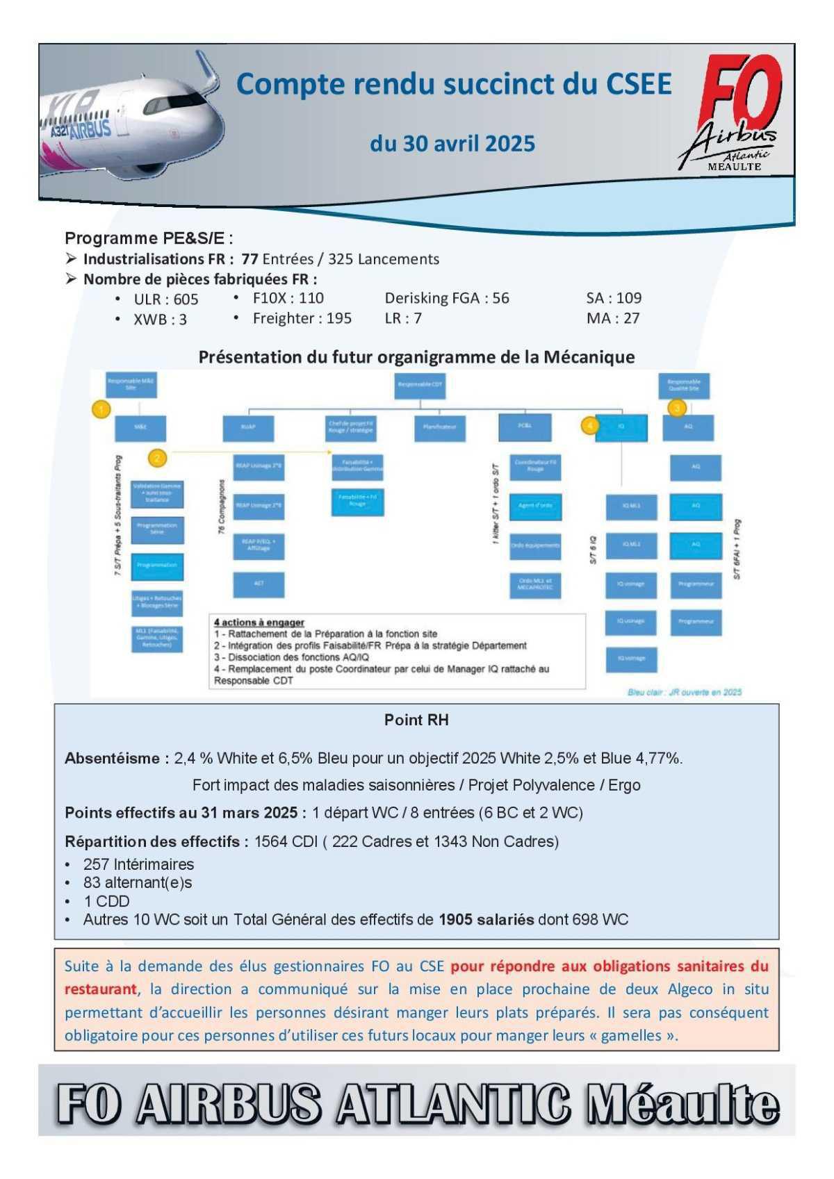 Compte rendu succinct du CSE-E du 30 avril 2025