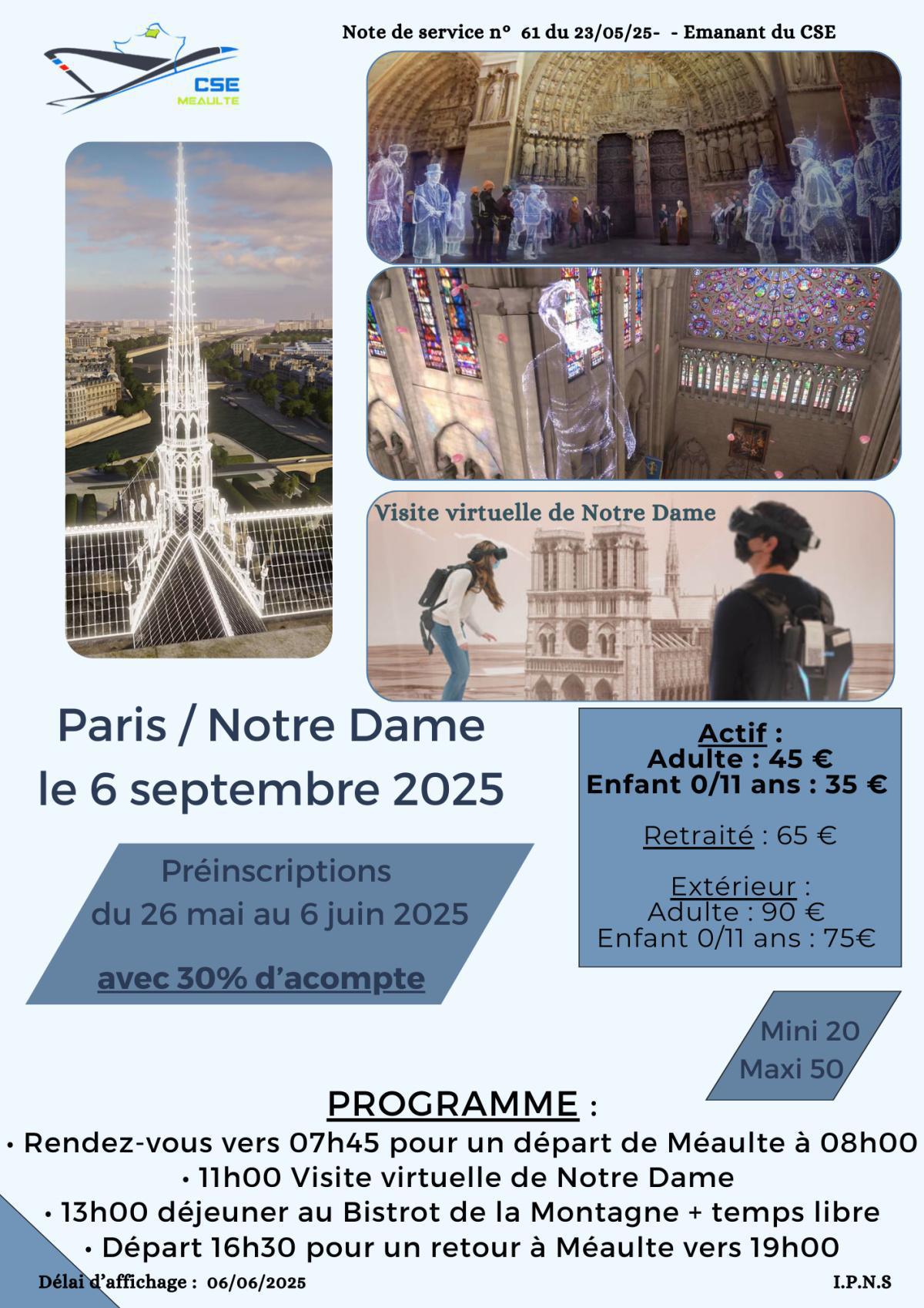 Sortie Paris "Notre Dame"