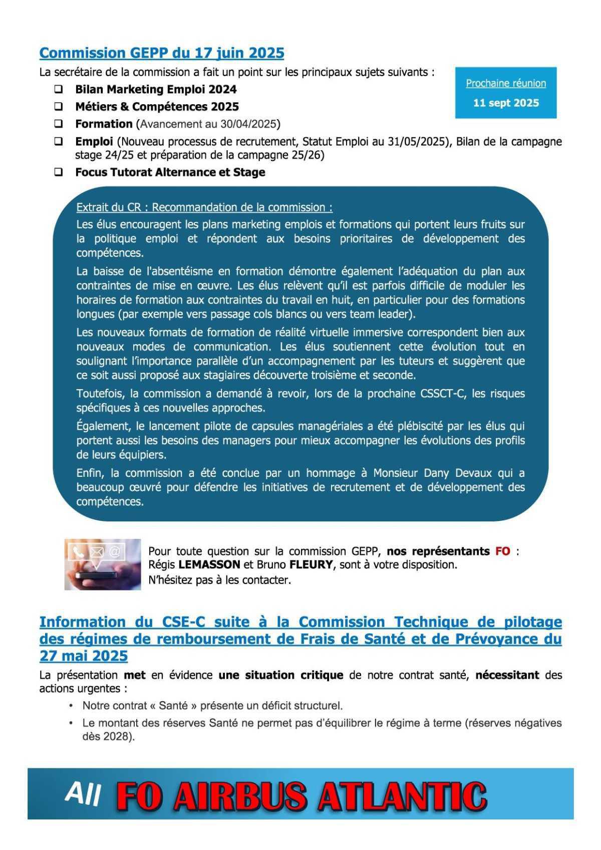 Compte rendu partiel du CSE-C du 26 juin 2025