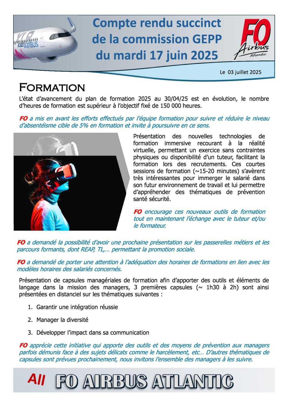 Compte rendu succinct de la GEPP du 17 juin 2025