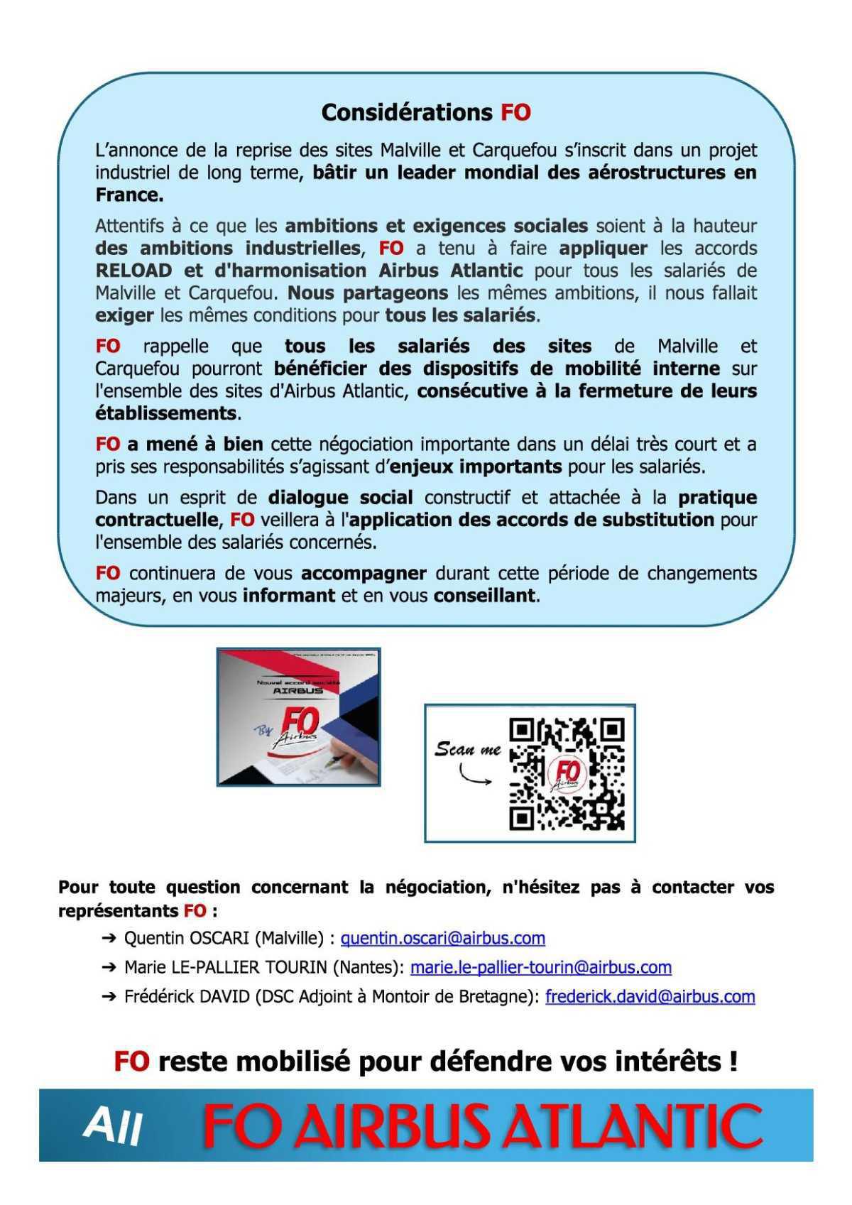 Accord de substitution MACA - FO signe