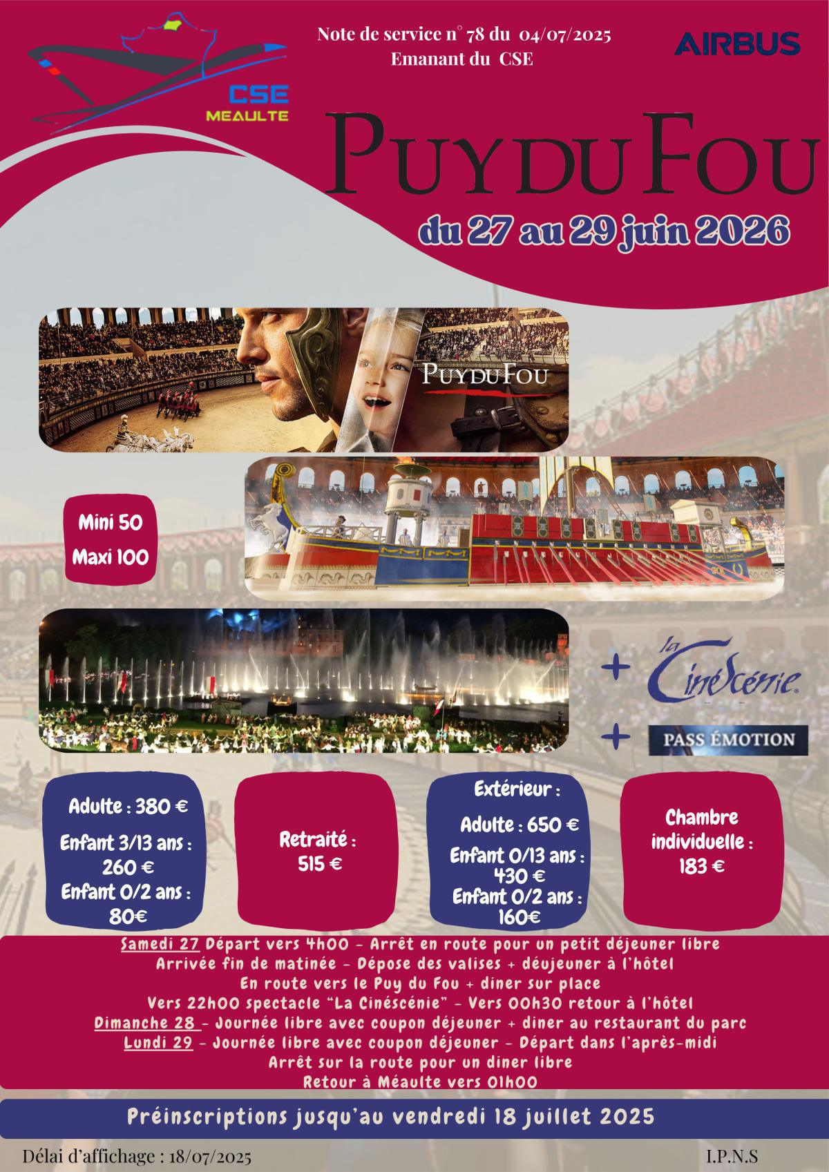 Week-end Puy du Fou 2026