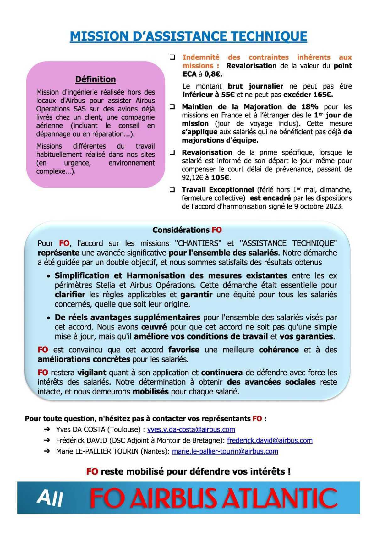 FO signe l'accord relatif aux missions de chantier et d'assistance technique