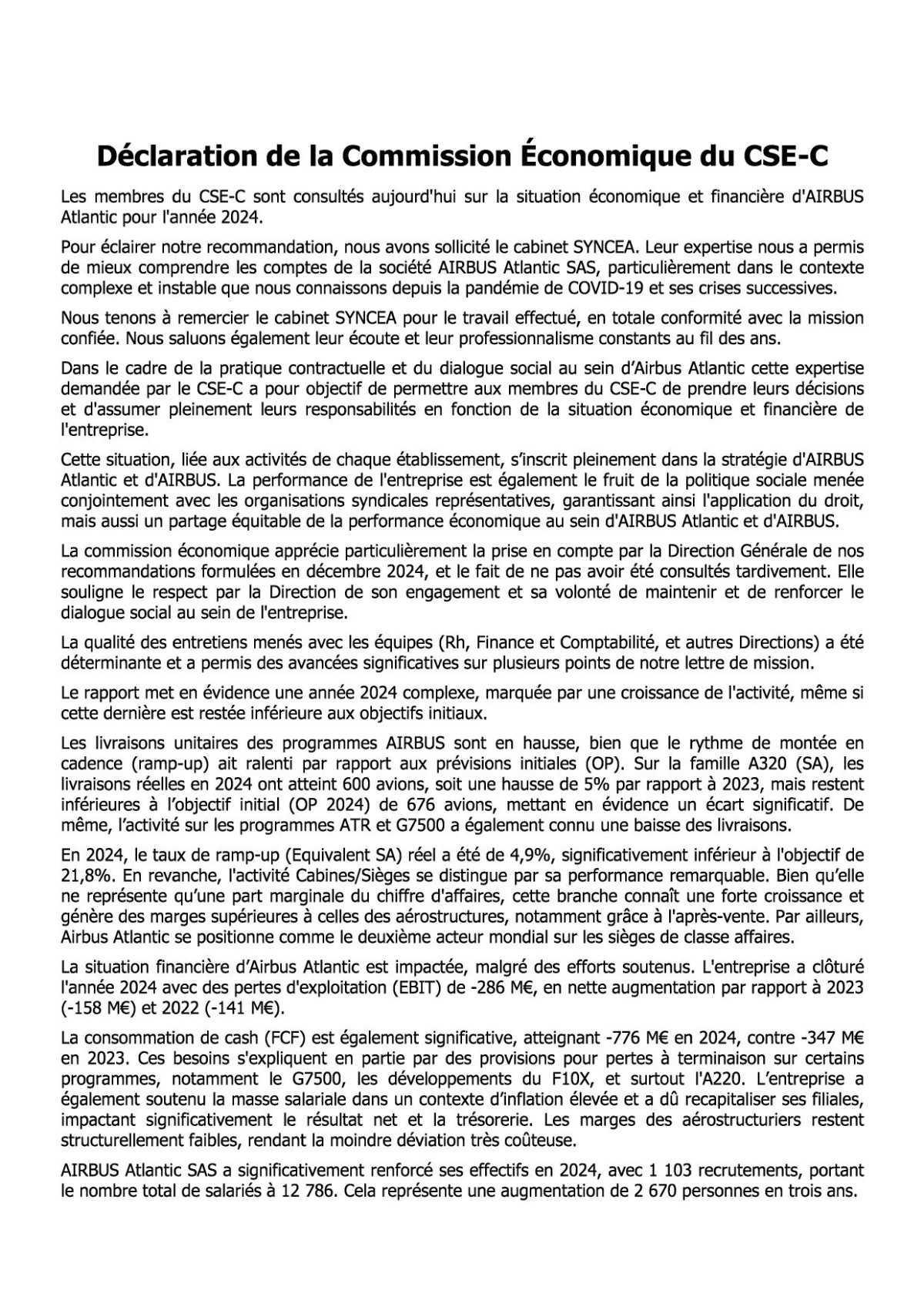 Compte rendu succinct du CSE-C extraordinaire du 21 juillet 2025