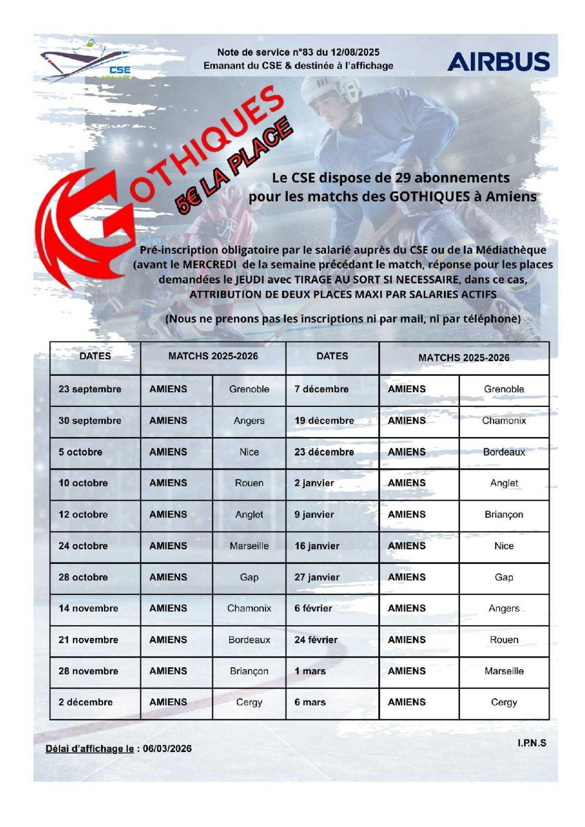 Pré-inscription au CSE pour les Gothiques à Amiens