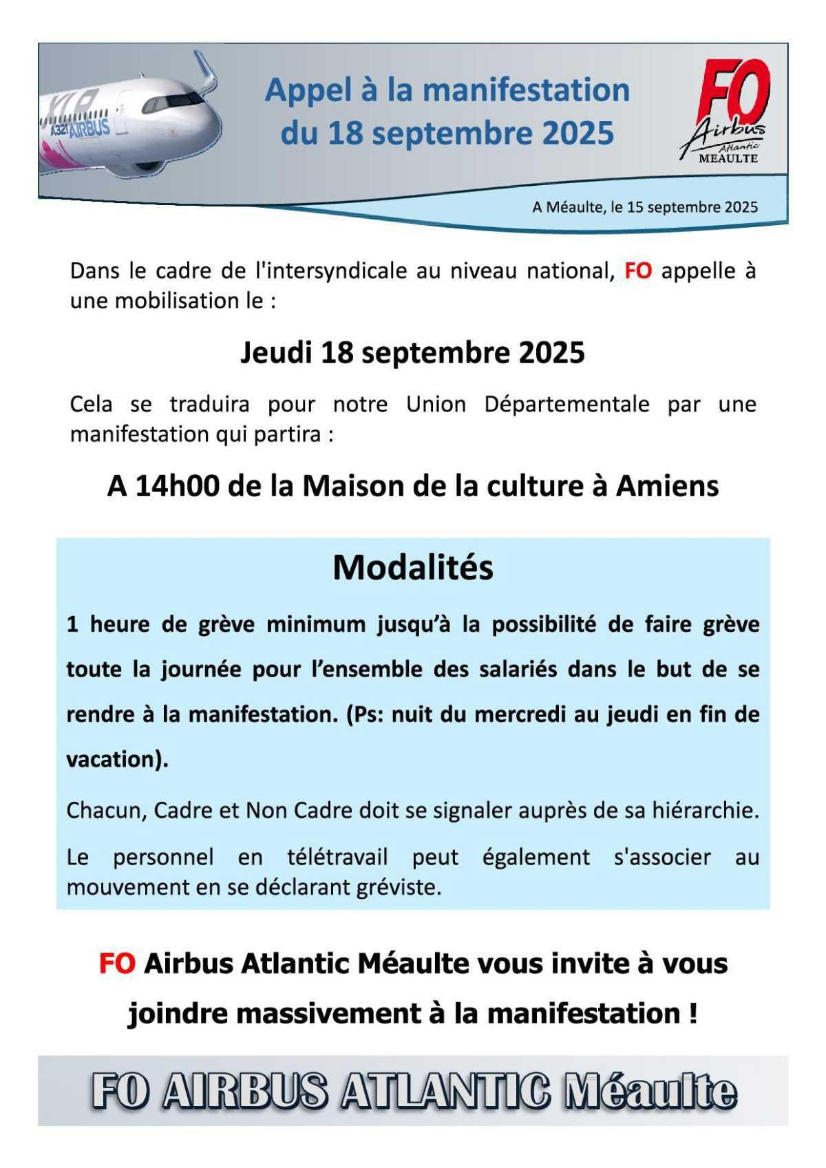 Appel à la manifestation du 18 septembre 2025