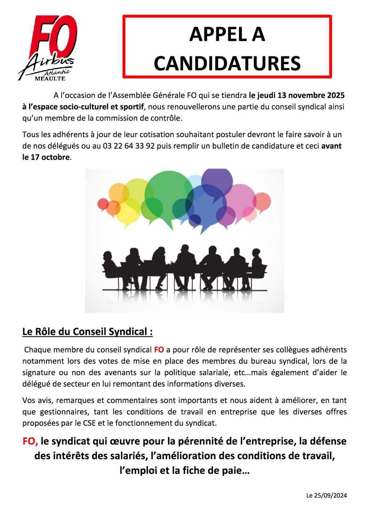 Appel à candidatures FO