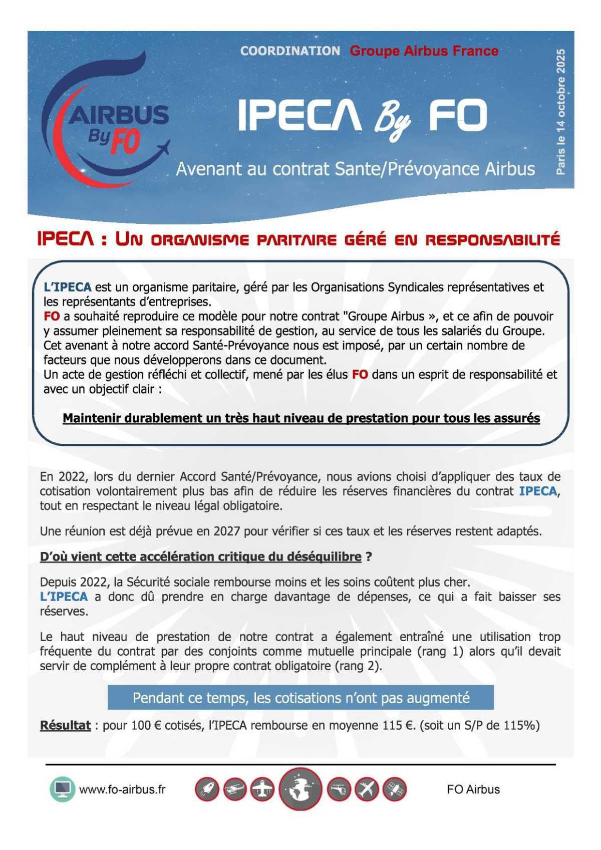 Signature d'un avenant au contrat santé / prévoyance IPECA