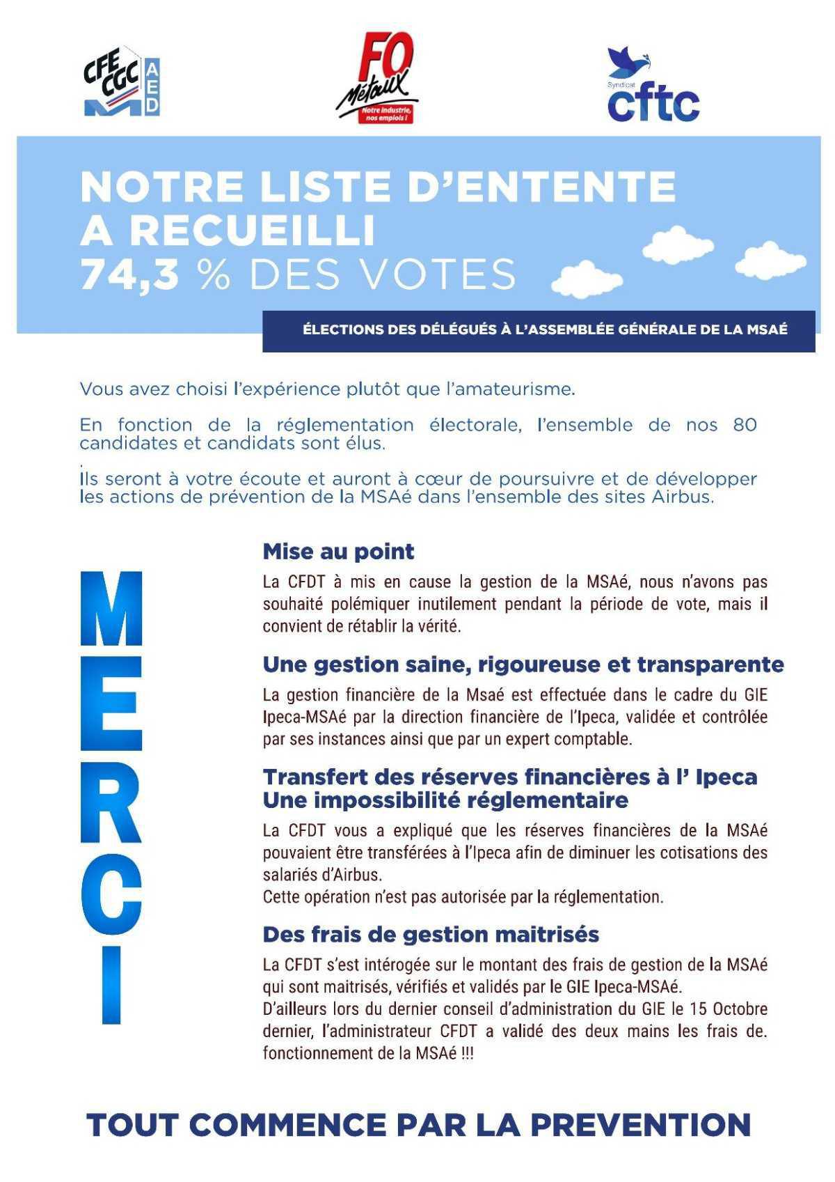 Election MSAE : MERCI