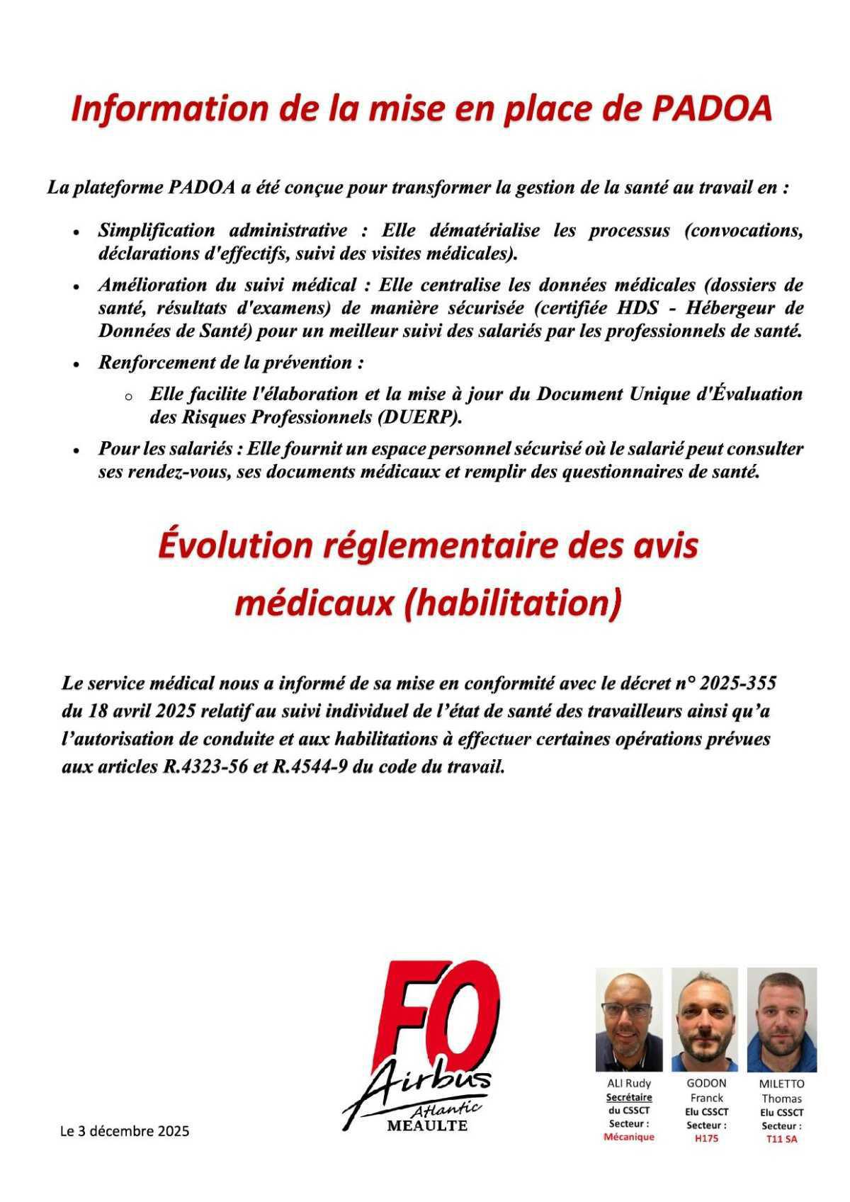 Compte rendu succinct du CSSCT du 2 décembre 2025