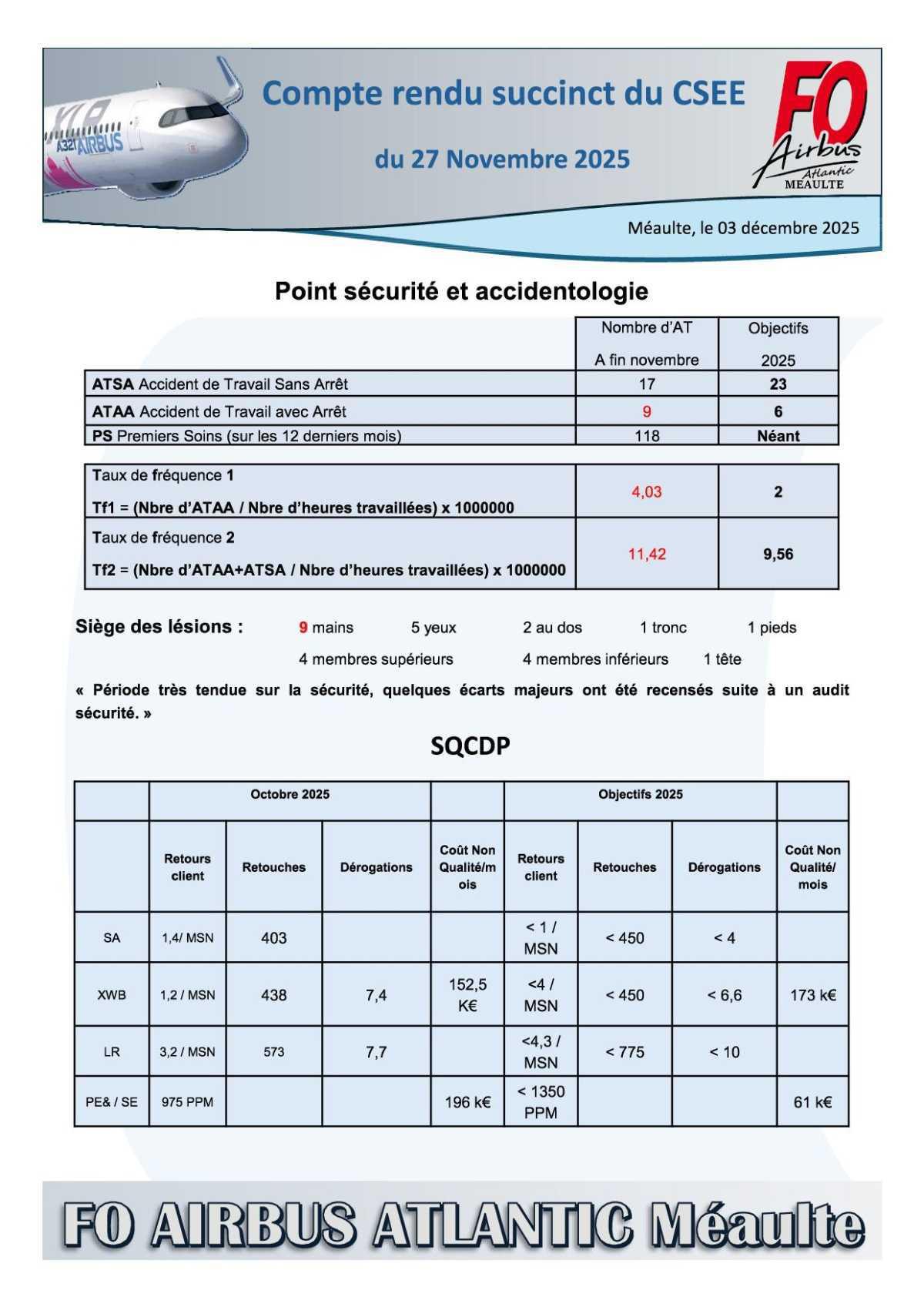 Compte rendu succinct du CSEE du 27 novembre 2025
