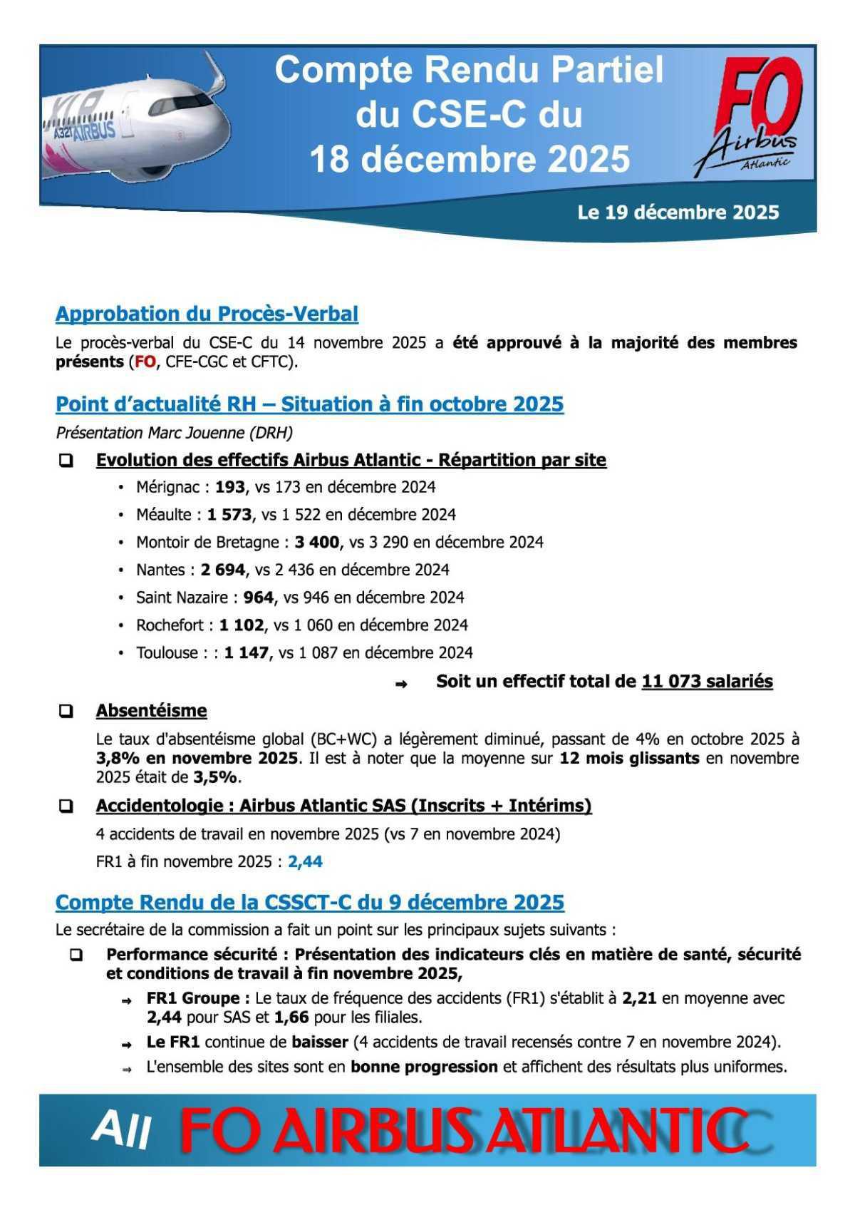 Compte rendu partiel du CSE-C du 18 décembre 2025