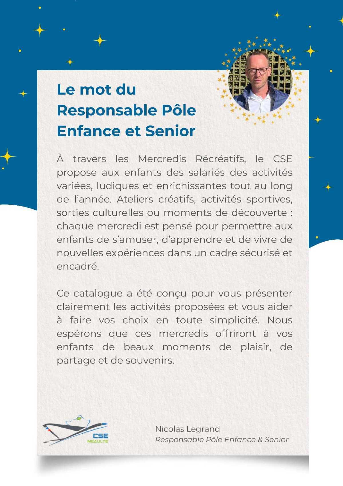 Catalogue des Mercredis Récréatifs 2026