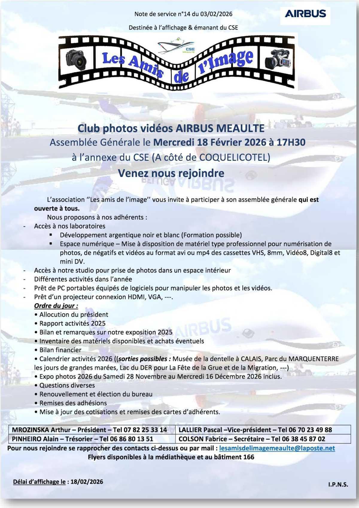 Assemblée Générale "Les Amis de l'Image"