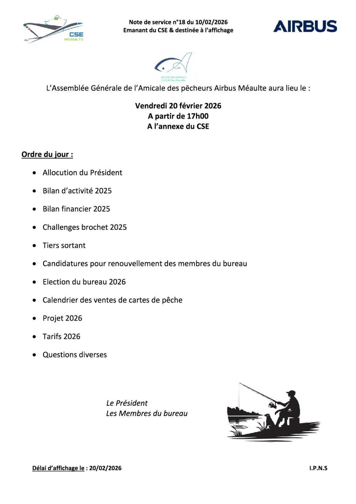 Assemblée Générale "l'Amicale des pêcheurs Airbus Atlantic Méaulte"