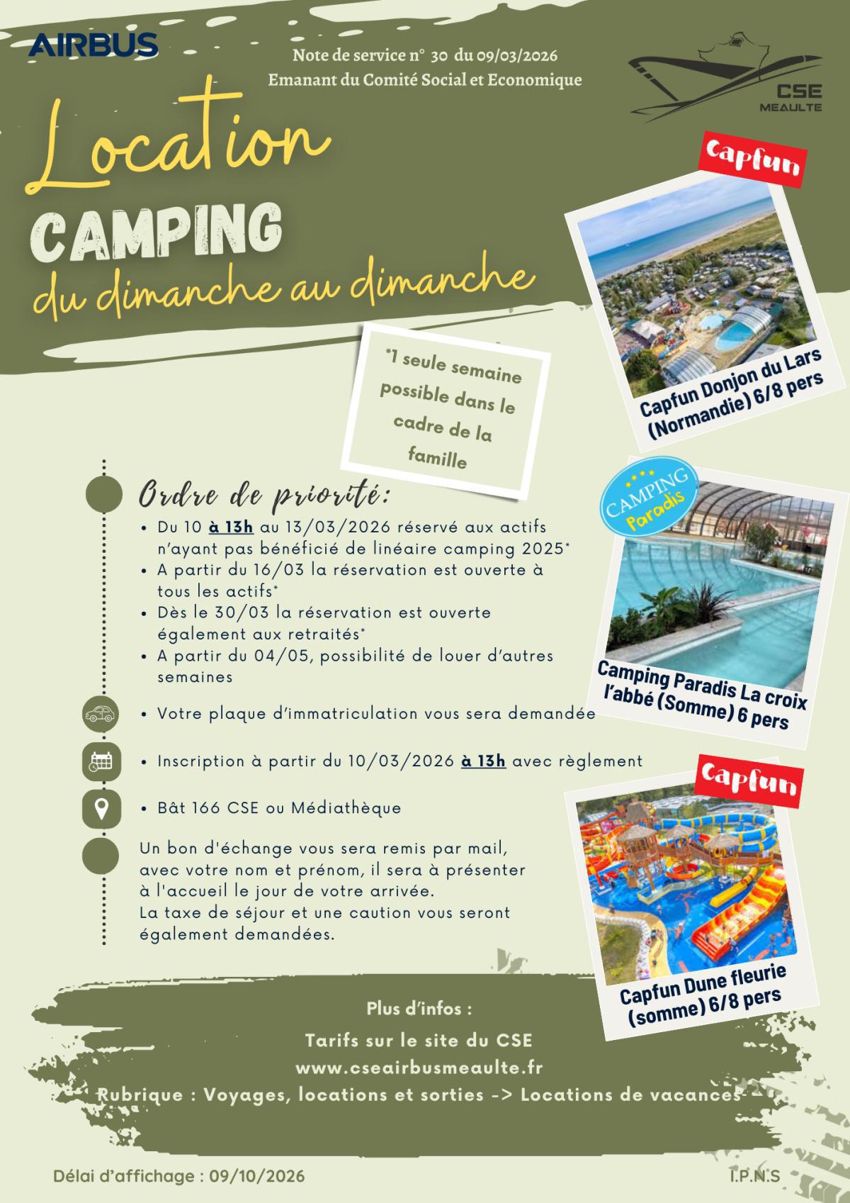 Ouverture des inscriptions camping "Linéaire"